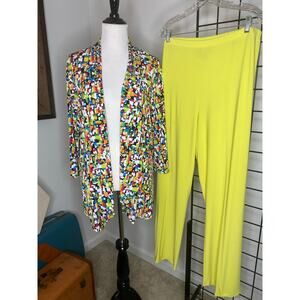 Slinky Brand & Antthony Originals Vtg 2-Pc Set Colorful Top & Pants XL USA